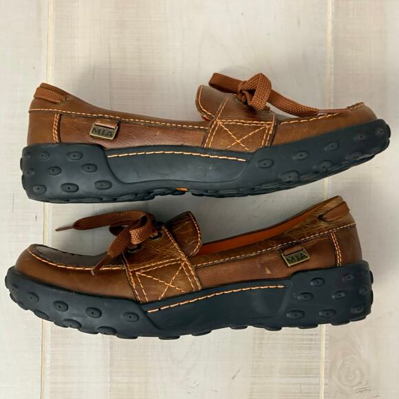 MIA Brown Leather Loafers Women’s Sz 7.5 Driving Moc Slip On Shoes Retro 90s - Picture 6 of 9